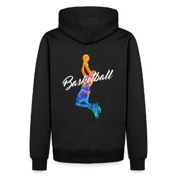 Joueur de basket-ball Joueur de basket-ball Maillot de streetball - Sweat à capuche Premium bio Homme - noir - Dos - Nico (187cm)