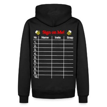 Sign on Me, Unterschreib auf meiner Kleidung - Männer Premium Bio Hoodie - Schwarz - Hinten - Nico (187cm)