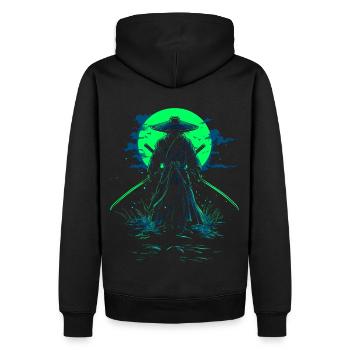 Samurai Schwertkämpfer Ronin Krieger Katana - Männer Premium Bio Hoodie - Schwarz - Hinten - Nico (187cm)