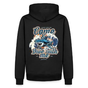 Hai - Komm und tauch mit mir, Tauchen, Aquaholic - Männer Premium Bio Hoodie - Schwarz - Hinten - Nico (187cm)