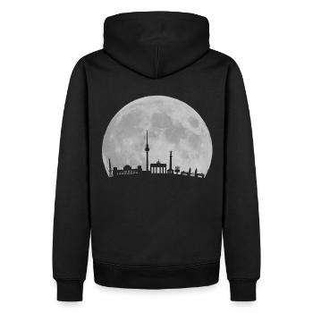 Horizon de Berlin devant la lune tour de - Sweat à capuche Premium bio Homme - noir - Dos - Nico (187cm)