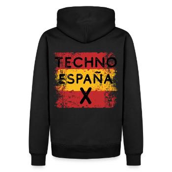 Techno Spanien | Wir lieben spanische Techno-| EDM-IDM - Männer Premium Bio Hoodie - Schwarz - Hinten - Nico (187cm)