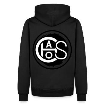 Chaos Symbol - Männer Premium Bio Hoodie - Schwarz - Hinten - Nico (187cm)