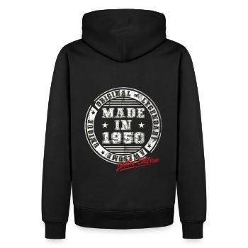 Retro Patch Vintage 1950s Birthday Gift - Men’s Premium Organic Hoodie - black - Back - Nico (187cm)