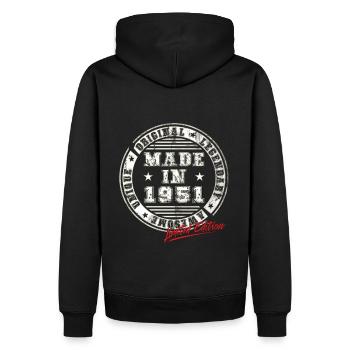 Rétro Patch Vintage 1951 cadeau d’anniversaire - Sweat à capuche Premium bio Homme - noir - Dos - Nico (187cm)