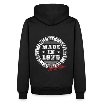 Rétro Patch Vintage 1976 cadeau d’anniversaire - Sweat à capuche Premium bio Homme - noir - Dos - Nico (187cm)
