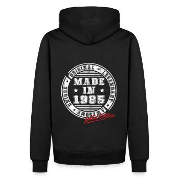 Rétro Patch Vintage 1985 cadeau d’anniversaire - Sweat à capuche Premium bio Homme - noir - Dos - Nico (187cm)