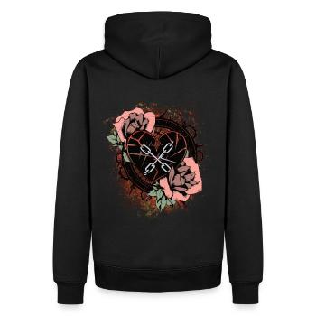 Tatouage coeur brisé avec des épines et des roses - Sweat à capuche Premium bio Homme - noir - Dos - Nico (187cm)