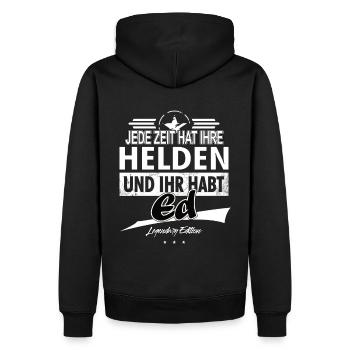 Jede Zeit hat Ihre Helden Ihr habt Ed - Männer Premium Bio Hoodie - Schwarz - Hinten - Nico (187cm)