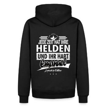 Chaque époque a ses héros Vous avez Emanuel - Sweat à capuche Premium bio Homme - noir - Dos - Nico (187cm)