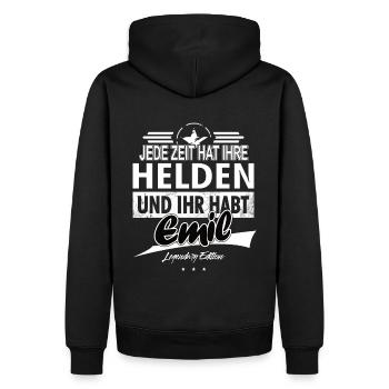 Jede Zeit hat Ihre Helden Ihr habt Emil - Männer Premium Bio Hoodie - Schwarz - Hinten - Nico (187cm)