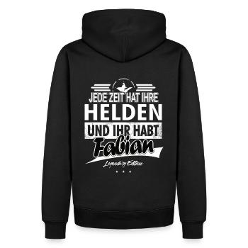 Jede Zeit hat Ihre Helden Ihr habt Fabian - Männer Premium Bio Hoodie - Schwarz - Hinten - Nico (187cm)