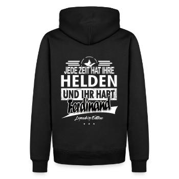 Jede Zeit hat Ihre Helden Ihr habt Ferdinand - Männer Premium Bio Hoodie - Schwarz - Hinten - Nico (187cm)