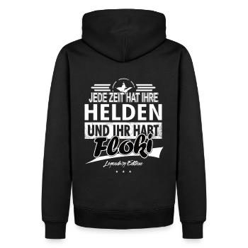 Jede Zeit hat Ihre Helden Ihr habt Floki - Männer Premium Bio Hoodie - Schwarz - Hinten - Nico (187cm)