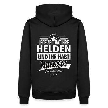 Jede Zeit hat Ihre Helden Ihr habt Francesco - Männer Premium Bio Hoodie - Schwarz - Hinten - Nico (187cm)
