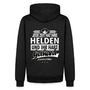 Chaque époque a ses héros Vous avez Gerhard - Sweat à capuche Premium bio Homme - noir - Dos - Nico (187cm)