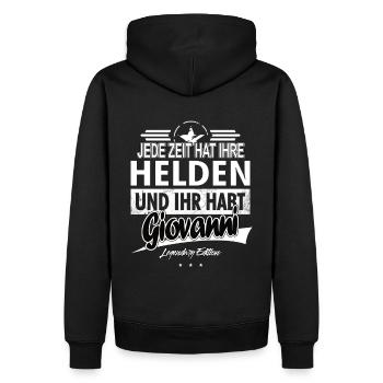 Jede Zeit hat Ihre Helden Ihr habt Giovanni - Männer Premium Bio Hoodie - Schwarz - Hinten - Nico (187cm)