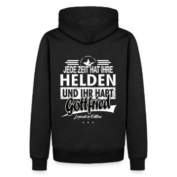Chaque époque a ses héros Vous avez Gottfried - Sweat à capuche Premium bio Homme - noir - Dos - Nico (187cm)