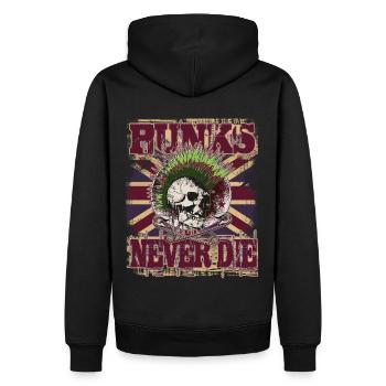 Les punks ne meurent jamais, Union Jack, Punk Skull - Sweat à capuche Premium bio Homme - noir - Dos - Nico (187cm)