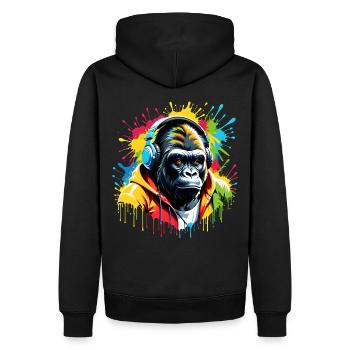 T-shirt gorille unisexe pour mélomane - Sweat à capuche Premium bio Homme - noir - Dos - Nico (187cm)