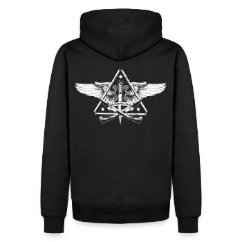 Eskrima Kali Arnis FMA - Männer Premium Bio Hoodie - Schwarz - Hinten - Nico (187cm)