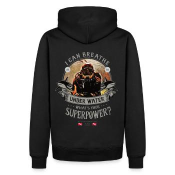 Je peux respirer sous l’eau - Cadeau de plongée - Sweat à capuche Premium bio Homme - noir - Dos - Nico (187cm)