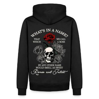 Romeo and Juliet - Shakespeare's quote - Men’s Premium Organic Hoodie - black - Back - Nico (187cm)