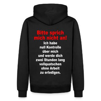 S’il vous plaît, ne me parlez pas, ironie, sarcasme, bureau - Sweat à capuche Premium bio Homme - noir - Dos - Nico (187cm)