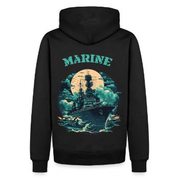 Black Wave – Navire de guerre d’élite - Marine - Sweat à capuche Premium bio Homme - noir - Dos - Nico (187cm)