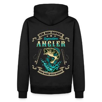 Ich bin dieser legendäre Angler - Angel Spruch - Männer Premium Bio Hoodie - Schwarz - Hinten - Nico (187cm)