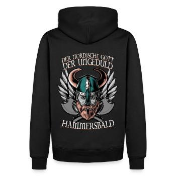 Hammersbald Lustig Sarkastisches Wikinger - Männer Premium Bio Hoodie - Schwarz - Hinten - Nico (187cm)
