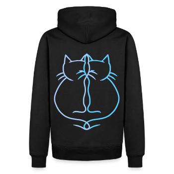 Katze Vintage Paar Katzen Retro Vintage - Männer Premium Bio Hoodie - Schwarz - Hinten - Nico (187cm)