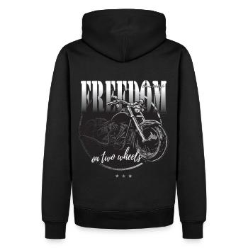 Liberté sur deux roues moto dessin à la craie - Sweat à capuche Premium bio Homme - noir - Dos - Nico (187cm)