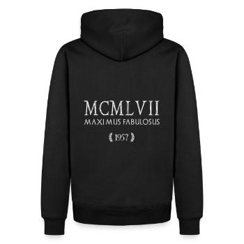 1957 - Le plus grand des légendaires - MCMLVII - Sweat à capuche Premium bio Homme - noir - Dos - Nico (187cm)