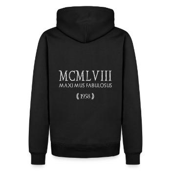 1958 - Le plus grand des légendaires - MCMLVIII - Sweat à capuche Premium bio Homme - noir - Dos - Nico (187cm)