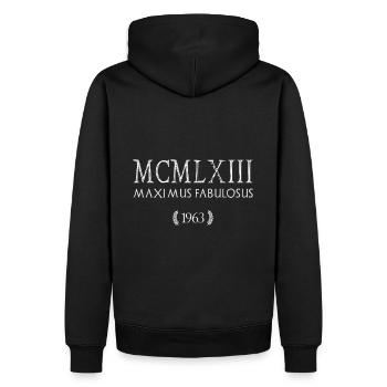 1963 - Le plus grand des légendaires - MCMLXIII - Sweat à capuche Premium bio Homme - noir - Dos - Nico (187cm)