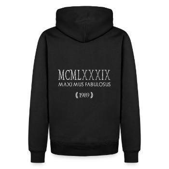 1989 - Le plus grand des légendaires - MCMLXXXIX - Sweat à capuche Premium bio Homme - noir - Dos - Nico (187cm)