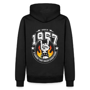 Anniversaire de 1957, tout bascule - Sweat à capuche Premium bio Homme - noir - Dos - Nico (187cm)