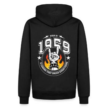1959 Geburtstag, rockt alles - Männer Premium Bio Hoodie - Schwarz - Hinten - Nico (187cm)