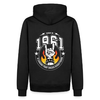 1961 Birthday, rocks everything - Men’s Premium Organic Hoodie - black - Back - Nico (187cm)
