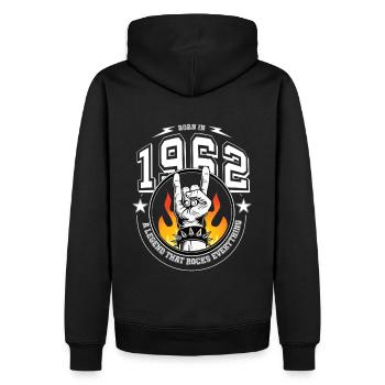 1962 Geburtstag, rockt alles - Männer Premium Bio Hoodie - Schwarz - Hinten - Nico (187cm)