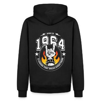 1964 Anniversaire, berce tout - Sweat à capuche Premium bio Homme - noir - Dos - Nico (187cm)