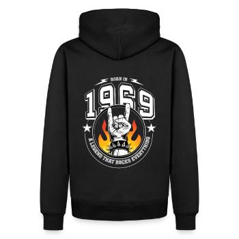 1969 Geburtstag, rockt alles - Männer Premium Bio Hoodie - Schwarz - Hinten - Nico (187cm)