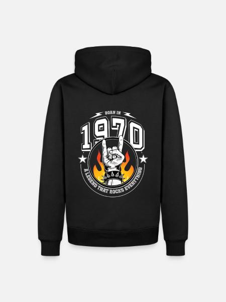 1970's birthday, everything rocks - Men’s Premium Organic Hoodie - black