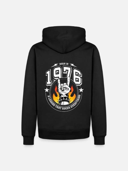 1976 Birthday, rocks everything - Men’s Premium Organic Hoodie - black