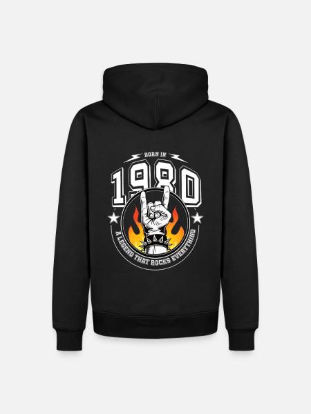 1980's birthday, everything rocks - Men’s Premium Organic Hoodie - black