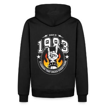 1983 Birthday, rocks everything - Men’s Premium Organic Hoodie - black - Back - Nico (187cm)