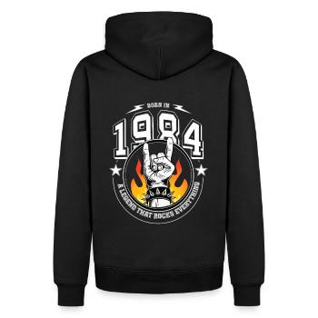 1984 Anniversaire, rock tout - Sweat à capuche Premium bio Homme - noir - Dos - Nico (187cm)