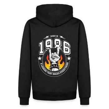 1986 Geburtstag, rockt alles - Männer Premium Bio Hoodie - Schwarz - Hinten - Nico (187cm)