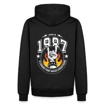 1987 Birthday, rocks everything - Men’s Premium Organic Hoodie - black - Back - Nico (187cm)